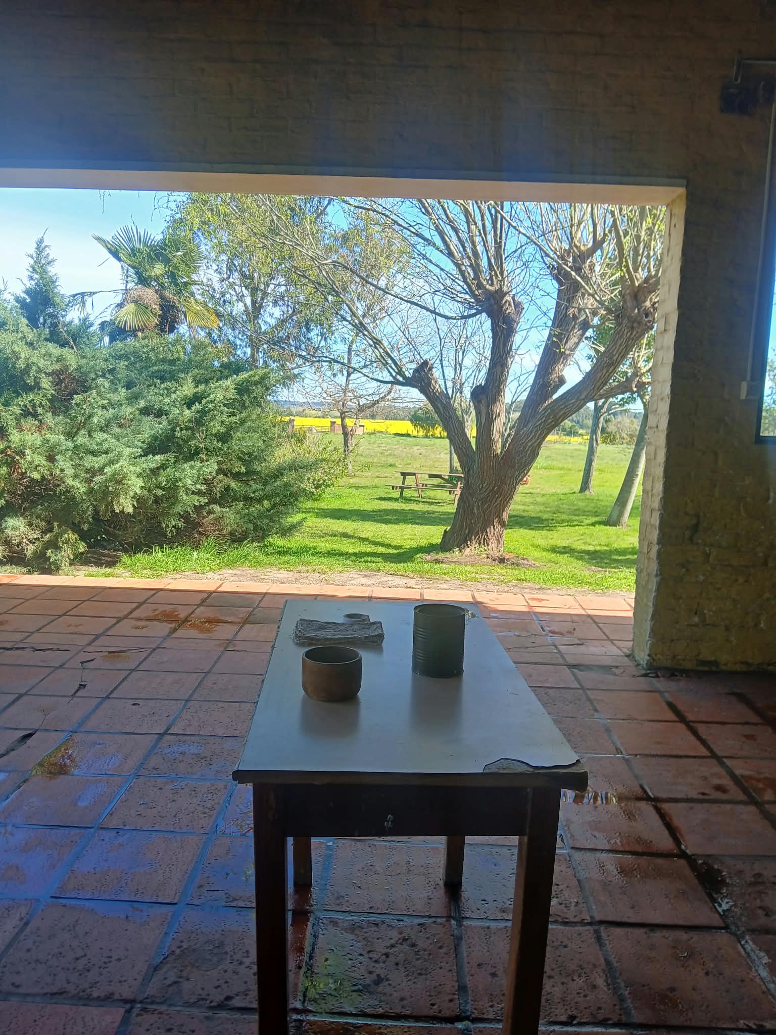 Galería abierta al campo en un predio de Alas de Libertad